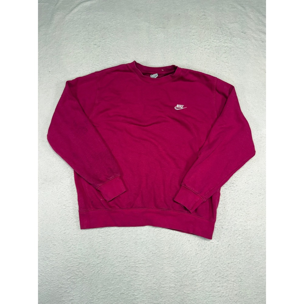 Nike Sportswear Crewneck Sweatshirt Magenta Pink White Embroidered Logo Mens L